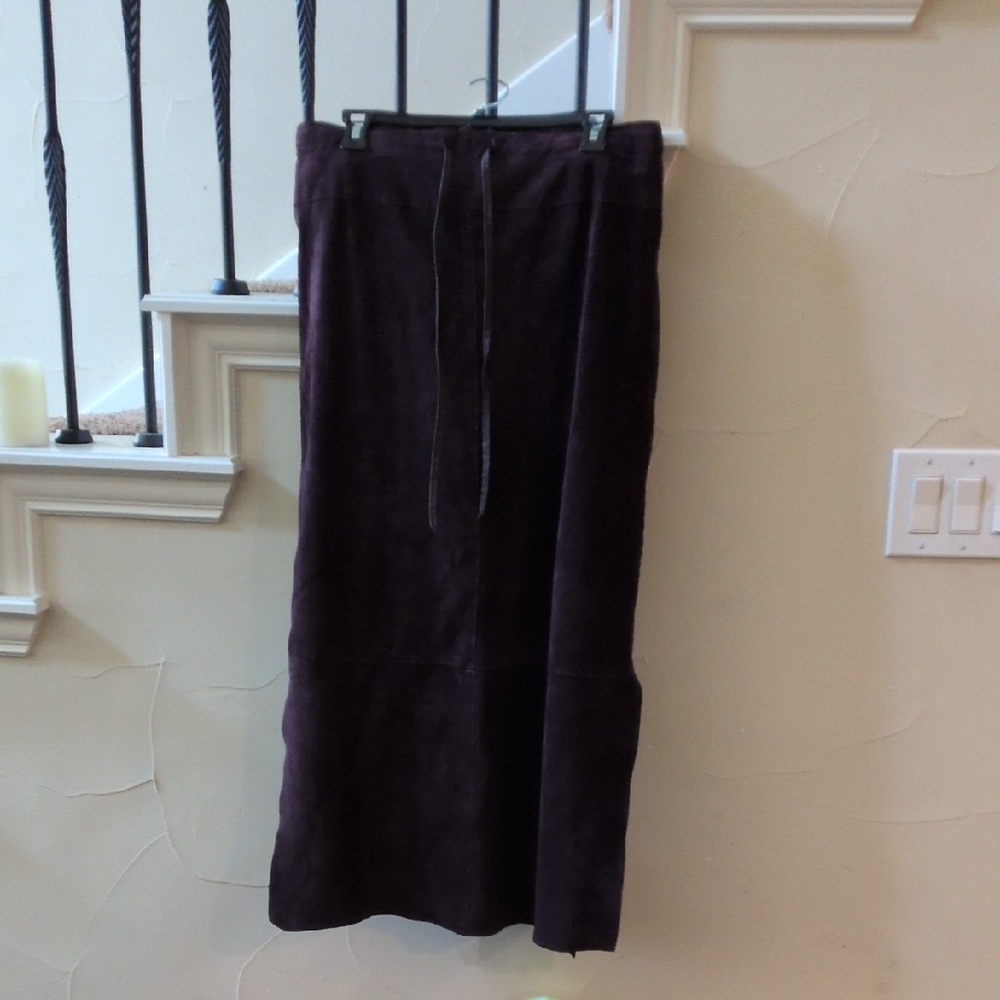 Elegant Purple Women's  Suede Midi Skirt